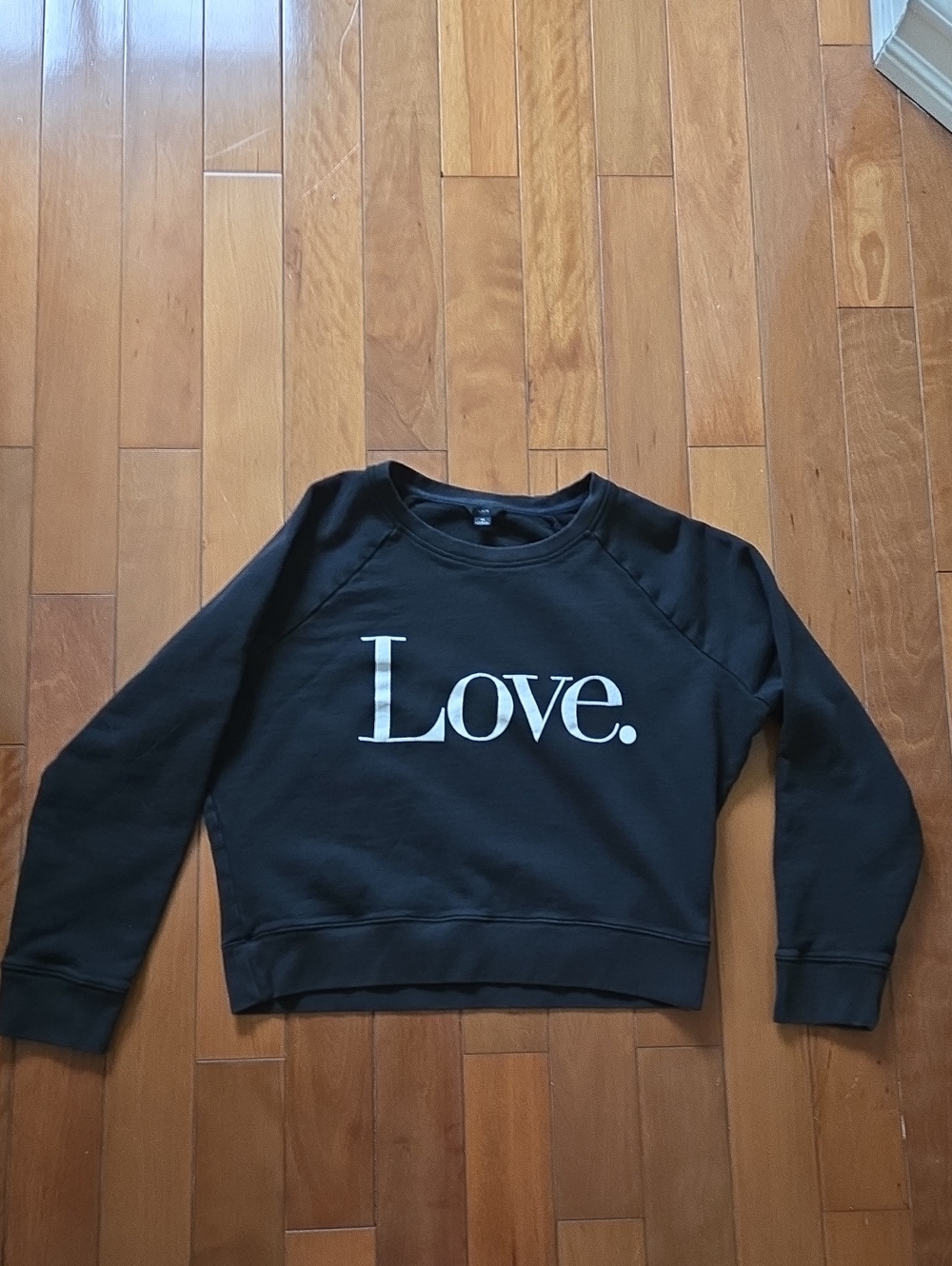 J. Crew Black Crewneck Sweatshirt with White "Love." Graphic